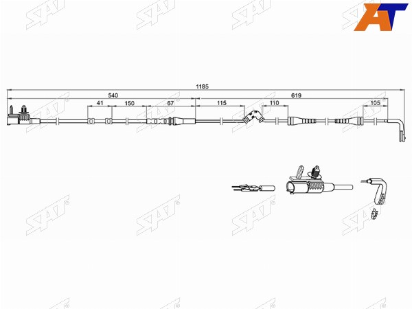 Датчик износа тормозных колодок перед LAND ROVER DISCOVERY SPORT 11-RANGE ROVER EVOQUE 11-18