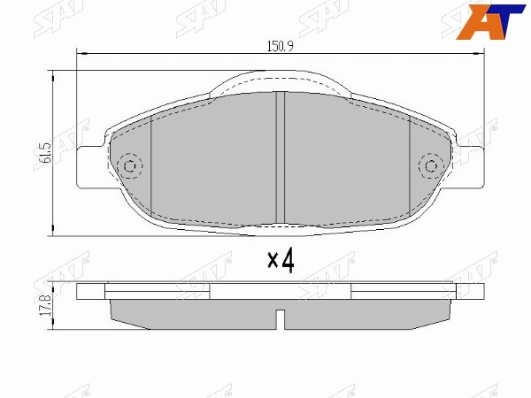 Колодки тормозные перед PEUGEOT 3008308CC308SW5008