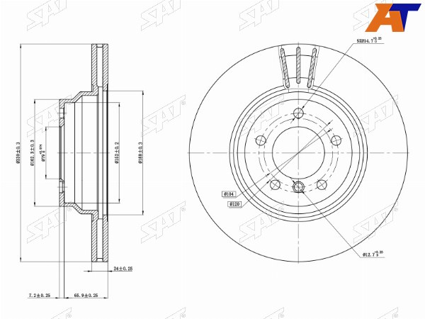Диск тормозной BMW 1-Series 04-13  3-Series 05-14  X1 09-15