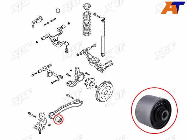 Сайлентблок задней продольной тяги HYUNDAI SONATA (EF) 01-13KIA OPTIMAMAGENTIS 01-05