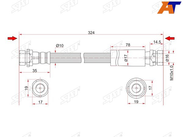 Шланг тормозной задний (Таиланд) MAZDA 2DEMIOVERISAFORD FIESTAFUSION 02- LH=RH