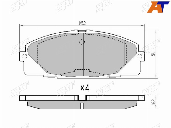 Колодки тормозные перед TOYOTA HIACEREGIUSACE 04-