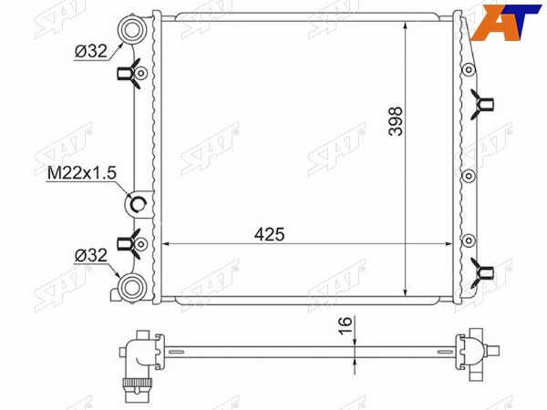 Радиатор Skoda Rapid 12-20  Volkswagen Polo 01-09  SEAT Cordoba 03-09  Ibiza 02-15  Skoda Fabia