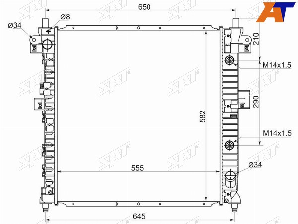 Радиатор SsangYong Actyon 05-10  Actyon Sports 06-12  Kyron 05-16