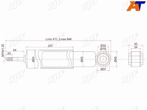 Амортизатор передний NISSAN ATLASCONDOR 4WD 92- LH=RH