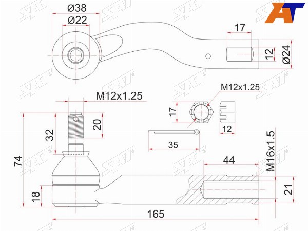 Наконечник рулевой TOYOTA IPSUM 01- 2WD LH4WD RH