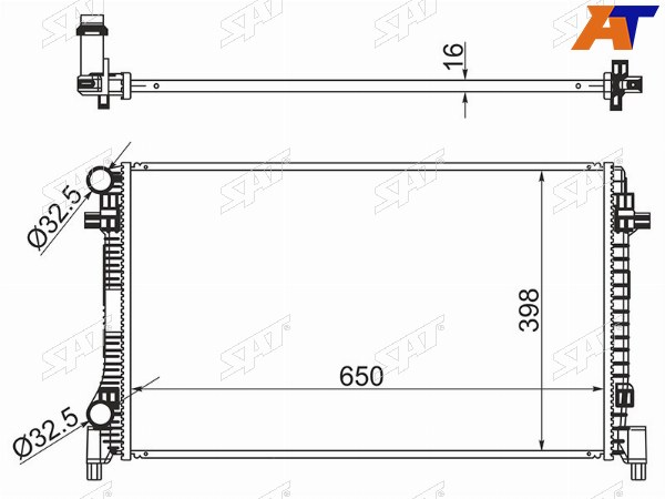 Радиатор Audi A3 12-19  Skoda Octavia 12-20  Volkswagen Golf 12-19  Passat 14-20  Audi TT 14-19