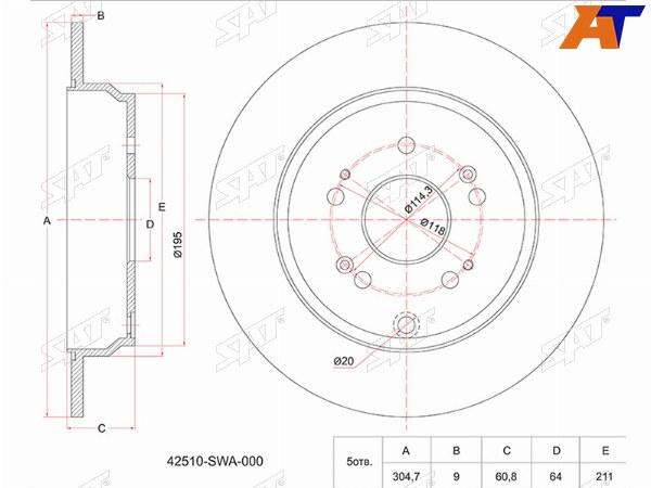Диск тормозной (Зад) Honda CR-V 01-18  Odyssey 13-21  Stepwgn 15-21