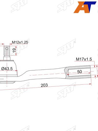 Наконечник рулевой MITSUBISHI L200PAJEROMONTERO SPORTTRITON 08- RH