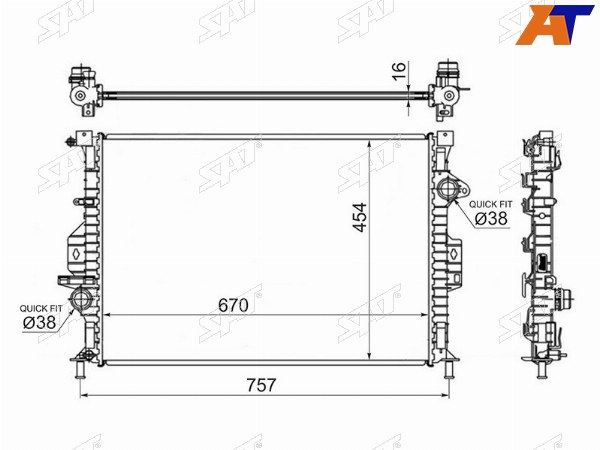 Радиатор Ford Focus 10-19  Kuga 08-13  Mondeo 07-15  Volvo S60 10-18  Ford C-MAX 10-19  Galaxy