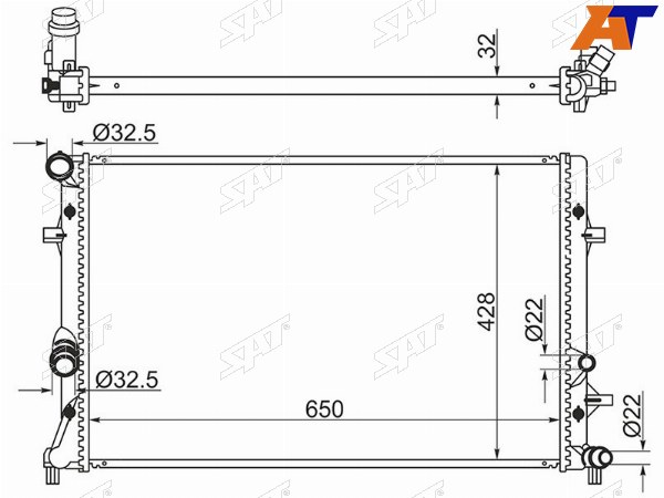 Радиатор Audi A3 03-13  Skoda Octavia 04-13  Volkswagen Golf 08-16  Jetta 10-19  Audi S3 08-12