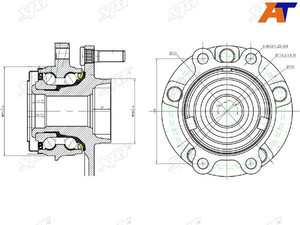 Ступичный узел передправ NISSAN TEANA PJ32(VQ35)MURANO PNZ51(VQ35) (32 шлица)