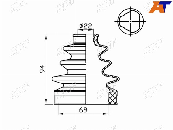 Пыльник шруса внутренний TOYOTA CORONACARINA AT151,ST15,CT150 84-88  (2 хомута. резина)
