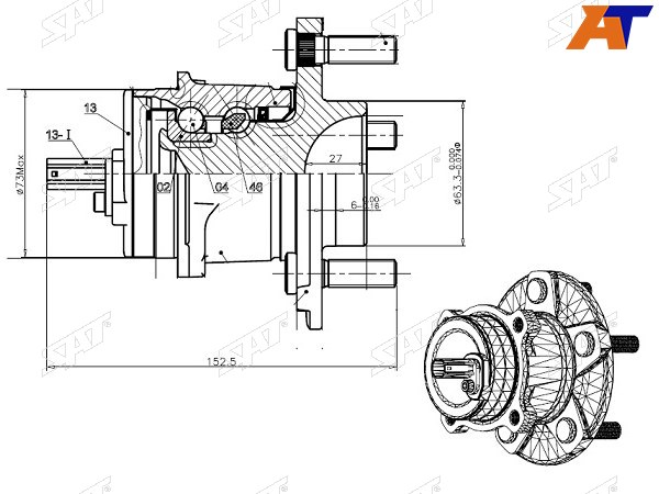 Ступичный узел задн. FORD C-MAXFOCUSVOLVO S40V50 04-