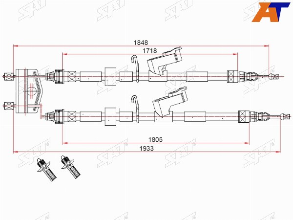 Трос ручного тормоза FORD FOCUSKUGA 05-11