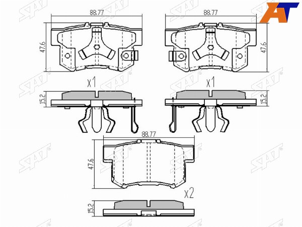 Колодки тормозные зад HONDA ACCORD CU CR-V RD48 (с крепежом в поршень суппорта)
