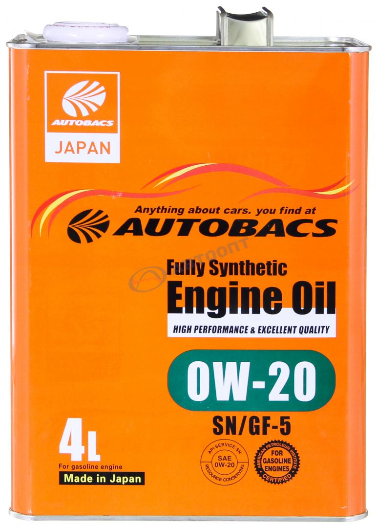 Масло моторное Autobacs ENGINE OIL FS 0W20 [SPGF-6A] синтетическое 4л (металлическая канистра)