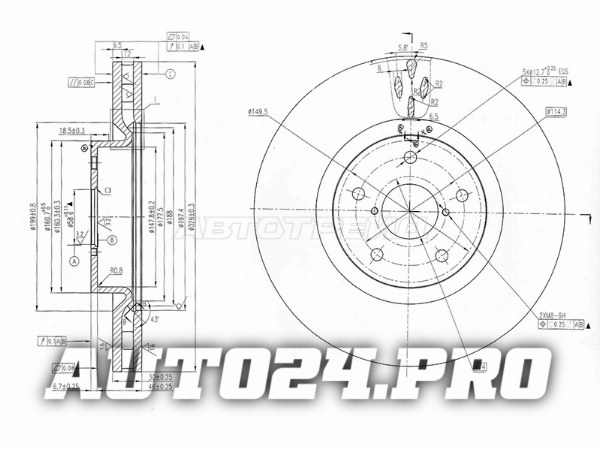 Диск тормозной Subaru Impreza 00-14 / Exiga 08-15 / Impreza WRX STI 02-14