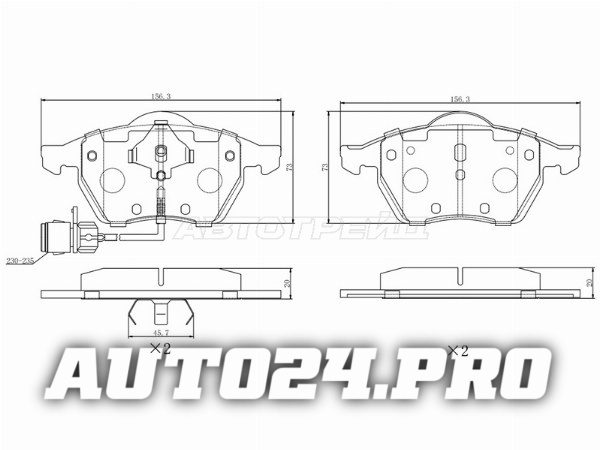 Колодки тормозные перед AUDI 100 91-94/A6/S6 95-98 (два датчика)