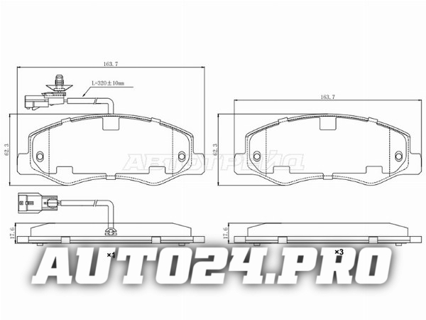 Колодки тормозные зад с датчиком  RENAULT MASTER III 10-/ NISSAN NV400 11-/ OPEL MOVANO 10-