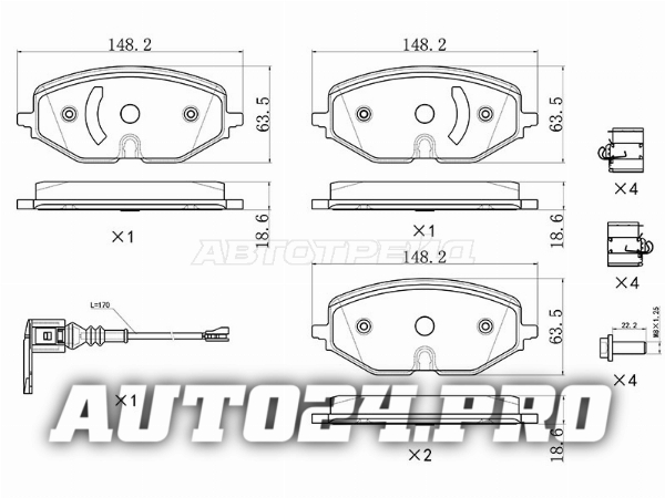 Колодки тормозные перед SKODA OCTAVIA/VOLKSWAGEN GOLF 19- (с датчиком износа и креплением)