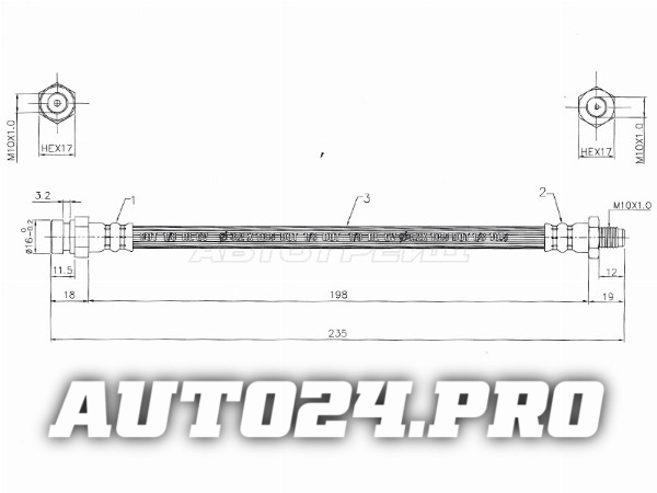 Шланг тормозной зад (Таиланд) MITSUBISHI OUTLANDER 01-08/LANCER CS# 00-05 LH=RH