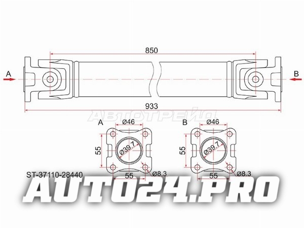 Вал карданный RR TOYOTA TOWN ACE NOAH 96-/PROBOX NCP55 02-