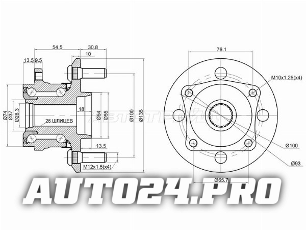 Ступичный узел задн. TOYOTA NZE12# 4WD