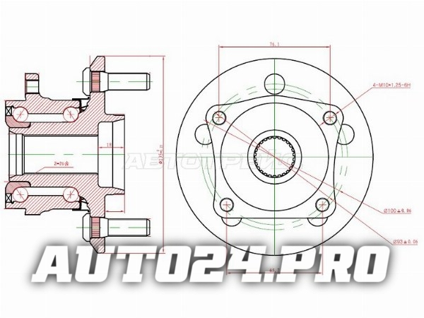 Ступичный узел задн. TOYOTA VISTA ARDEO/CALDINA/ALLION/WISH/OPA/AVENSIS AZT255 4WD 98-07