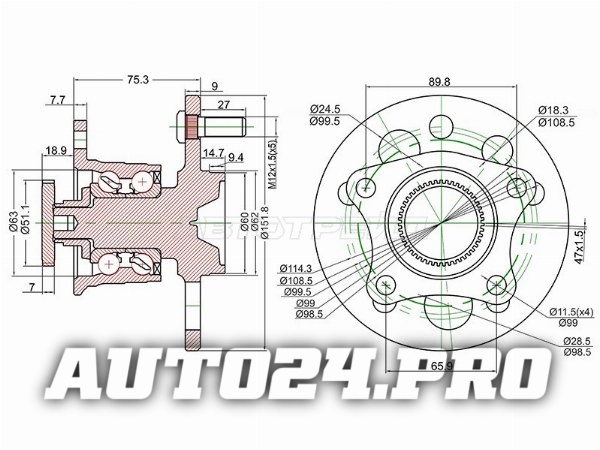 Ступичный узел задн. TOYOTA CAMRY #V10/SCEPTER #10/WINDOM #10/HARRIER ##U10