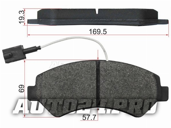 Колодки тормозные перед PEUGEOT BOXER 06-/FIAT DUCATO/CITROEN JUMPER (1 датчик износа с керамическим