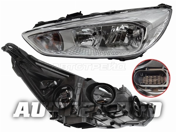 Фара FORD FOCUS III 15-19 LH хром, с электрокорректором