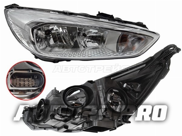 Фара FORD FOCUS III 15-19 RH хром, с электрокорректором
