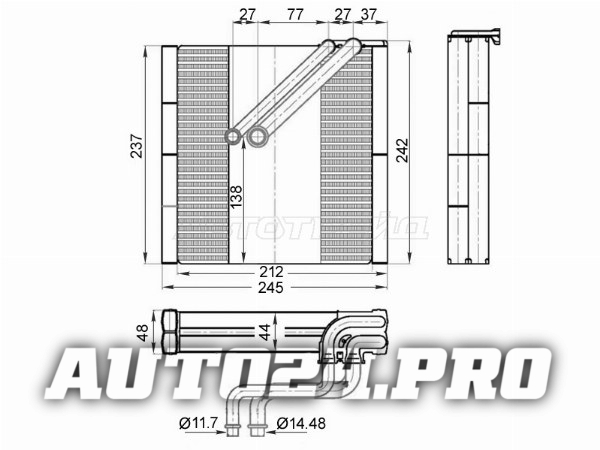 Испаритель кондиционера SKODA SUPERB 08-15/YETI 09-18/VOLKSWAGEN PASSAT 05-15/GOLF 03-15