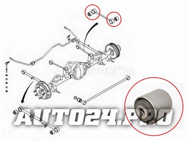 Сайлентблок задней продольной тяги SSANG YONG KYRON 05-12/ACTION 01-09/MUSSO 93-08/REXTON 02-12/KORA