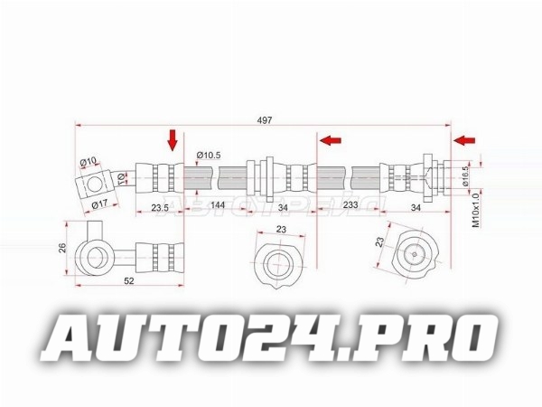Шланг тормозной перед (Таиланд) NISSAN BLUEBIRD SYLPHY/PULSAR/SUNNY/WINGROAD/AD 98-08 LH