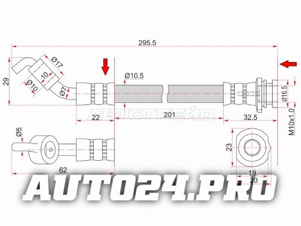 Шланг тормозной задний (Таиланд) NISSAN PRESAGE/TEANA 03-08 LH