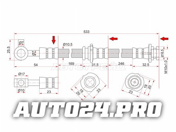 Шланг тормозной перед (Таиланд) NISSAN TEANA 08- LH