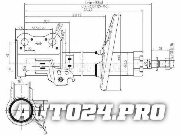 Стойка передняя TOYOTA CARINA/CALDINA/CORONA 92-02 RH