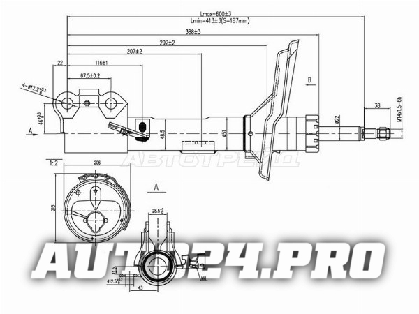 Стойка передняя TOYOTA HARRIER/KLUGER/HIGHLANDER/LEXUS RX330/350/400 03-09 RH
