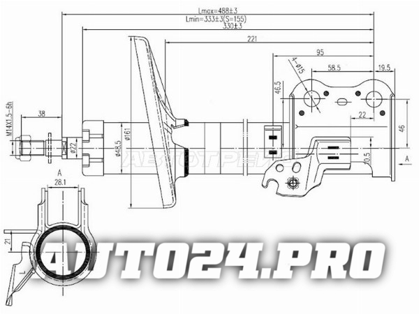 Стойка передняя TOYOTA CARINA/CALDINA/CORONA 92-02 LH