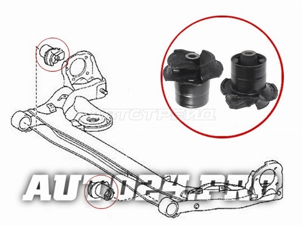 Сайлентблок задней балки ISIS/NOAH//VOXY 09-/NISSAN SERENA C25 05-10/HONDA STEWGN 09-15