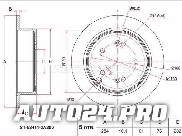 Диск тормозной (Зад) Hyundai ix35 09-15 / Santa Fe 00-12 / Tucson 04-15 / Kia Sportage 06-16 / Hyund