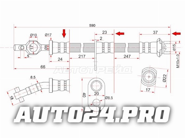 Шланг тормозной передний (Таиланд) TOYOTA CAMRY/VISTA 90-94 LH