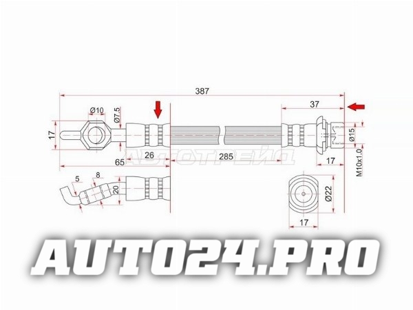 Шланг тормозной передний (Таиланд) TOYOTA ALTEZZA/BREVIS/CROWN/MAJESTA/MARK2/MARK X/PROGRES/LEXUS GS