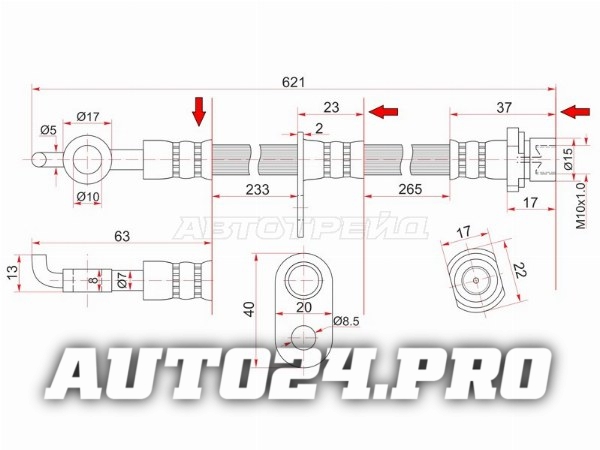 Шланг тормозной передний (Таиланд) TOYOTA COROLLA/SPACIO/RUNX/IPSUM/NOAH/VOXY/PREMIO 00- RH