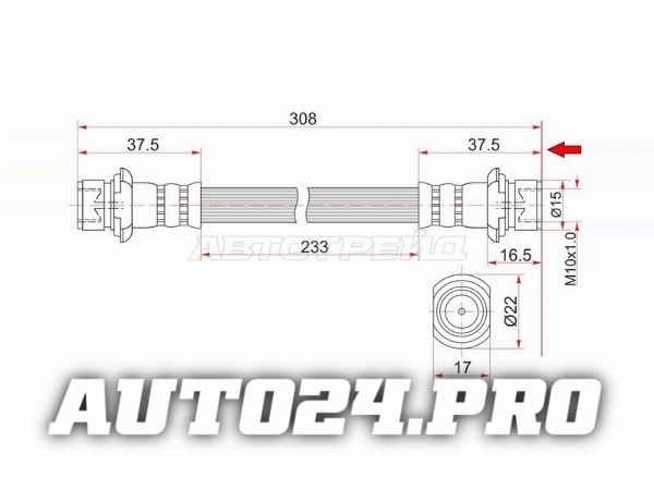 Шланг тормозной задний (Таиланд) TOYOTA LAND CRUISER 200/LEXUS LX570 07- LH