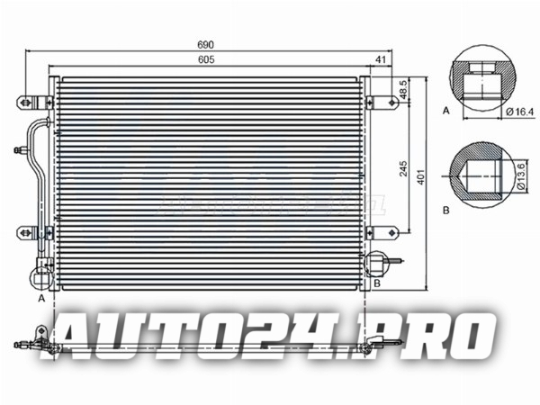 Радиатор кондиционера Audi A4 00-09 / A6 97-05 / Audi A6 00-05 / S4 03-05