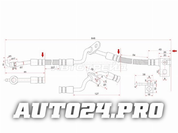 Шланг тормозной передний (Таиланд) MAZDA 6/ATENZA 02- RH