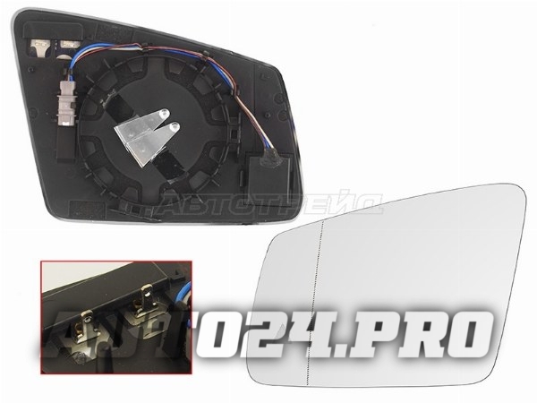 Полотно зеркала MERCEDES W204 11-14/W221 09-13/W212 09-16 LH асферическое с обогревом, мёртвая зона